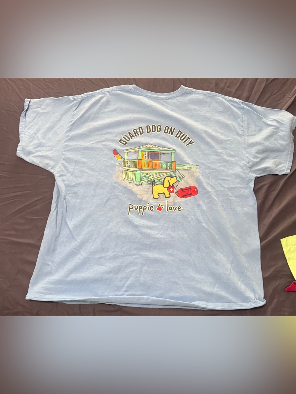 "Guard Dog On Duty" Light Blue Graphic Dog T‑Shirt